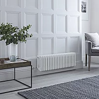 Milano Windsor White Traditional Horizontal Electric Four Column Radiator 300mm x 1010mm without Thermostat