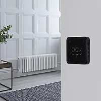 Milano Windsor White Traditional Horizontal Electric Four Column Radiator 300mm x 1010mm with Black Backlit WiFi Thermostat