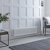 Milano Windsor White Traditional Horizontal Electric Triple Column Radiator 300mm x 1190mm without Thermostat