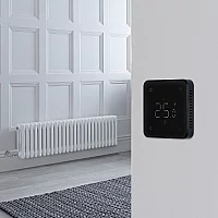 Milano Windsor White Traditional Horizontal Electric Triple Column Radiator 300mm x 1190mm with Black Backlit WiFi Thermostat