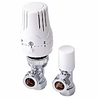 Milano Liquid Filled White Thermostatic Radiator Valve and Lockshield Valve Pack