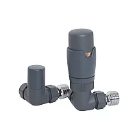 Milano Anthracite Thermostatic Corner Radiator Valve and Lockshield