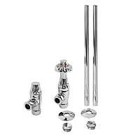 Milano Windsor Thermostatic Antique Style Angled Radiator Valve and Pipe Set Chrome