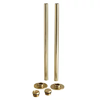 Milano Brushed Brass Radiator Trim Kit Pipe Connectors with Blanking and Bleed Plugs