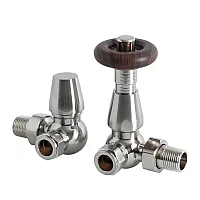 Milano Windsor Traditional Thermostatic Corner Radiator Valves Satin Nickel Pair