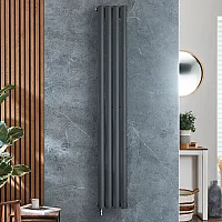 1600mm x 236mm Single Panel Electric Anthracite Vertical Designer Radiator with WiFi Thermostat Milano x ECOSO Aruba