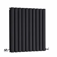 600mm x 600mm Wall Mounted Black Two Panel Designer Radiator Horizontal Sterling Quinn