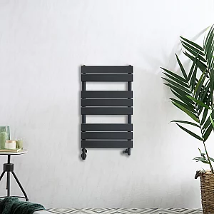 Milano Lustro Dual Fuel Designer Anthracite Flat Panel Heated Towel Rail 825mm x 450mm with Cable Cover