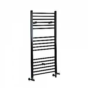 1200 x 400 Dual Fuel Black Towel Rail Milano Nero Flat Heated Towel Rail 1200mm x 400mm