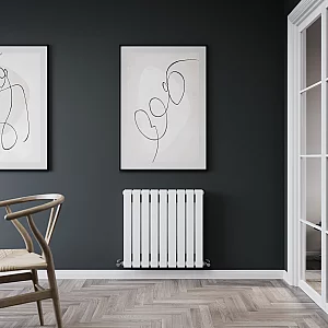 Milano Alpha White Horizontal Flat Panel Designer Convector Radiator 600mm x 630mm Double Panel
