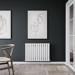 Milano Alpha White Horizontal Flat Panel Designer Convector Radiator 600mm x 840mm Double Panel