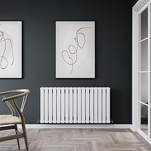 Milano Alpha White Horizontal Flat Panel Designer Convector Radiator 600mm x 1190mm Double Panel