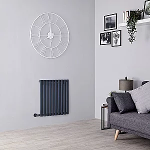 Milano Aruba Electric Anthracite Horizontal Designer Radiator 635mm x 590mm with Cable Cover and No Thermostat