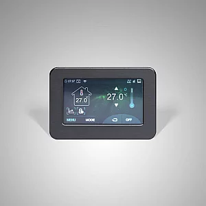 Milano Aruba Electric Anthracite Horizontal Designer Radiator 635mm x 1000mm with OnWall Touchscreen WiFi Thermostat and Cable Cover