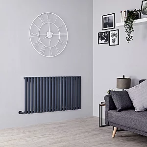 Milano Aruba Electric Anthracite Horizontal Designer Radiator 635mm x 1180mm with Cable Cover and No Thermostat