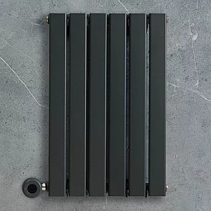 Milano x ECOSO Alpha Electric Anthracite Horizontal Designer Radiator 635mm x 420mm Single Panel with Hardwired WiFi Thermostatic Heating Element