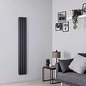 Milano Aruba Electric Anthracite Vertical Designer Radiator 1600mm x 236mm Double Panel No Thermostat