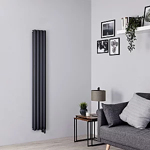 Milano Aruba Electric Anthracite Vertical Designer Radiator 1600mm x 236mm Double Panel with Cable Cover and No Thermostat