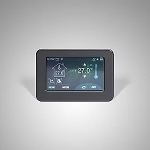 Milano Aruba Electric Anthracite Vertical Designer Radiator 1780mm x 236mm with OnWall Touchscreen WiFi Thermostat and Cable Cover