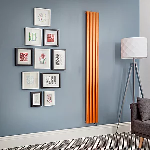1600mm x 236mm Orange Vertical Electric Designer Radiator with Cable Cover Milano Aruba