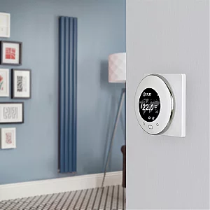 Milano Aruba Electric Deep Sea Blue Vertical Designer Radiator 1600mm x 236mm with OnWall WiFi Thermostat