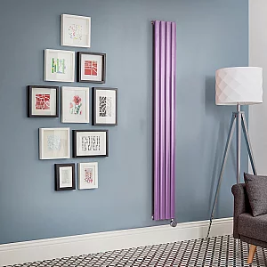 Milano x ECOSO Aruba Electric Lush Purple Vertical Designer Radiator 1600mm x 236mm with WiFi Thermostatic Heating Element