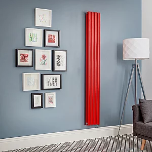 Milano Aruba Electric Siamese Red Vertical Designer Radiator 1600mm x 236mm Double Panel No Thermostat