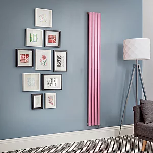 Milano Aruba Electric Camellia Pink Vertical Designer Radiator 1600mm x 236mm No Thermostat