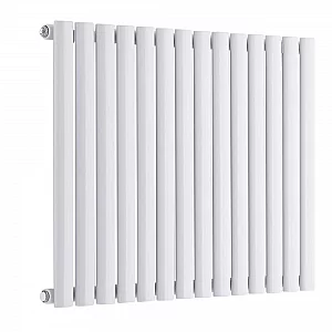 Milano Aruba Electric White Horizontal Designer Radiator 635mm x 826mm with OnWall Black Backlit WiFi Thermostat and Cable Cover