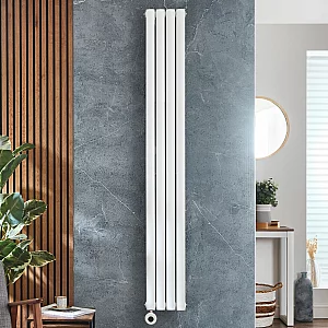 Milano x ECOSO Aruba Electric White Vertical Designer Radiator 1600mm x 236mm Single Panel with Hardwired WiFi Thermostatic Heating Element