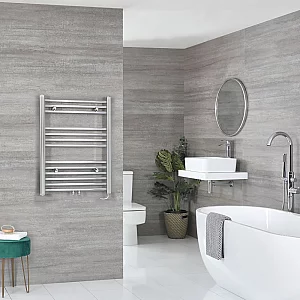 803mm x 600mm Electric Chrome Heated Towel Rail with WiFi Heating Element Milano x ECOSO Neva