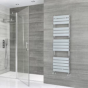 Milano Lustro Designer Bathroom Radiator Chrome Heated Towel Rail Flat Panel Towel Warmer 1512mm x 450mm