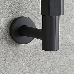 Milano x ECOSO Lustro Electric Designer Black Flat Panel Heated Towel Rail 1500mm x 600mm with Element and Cable Cover