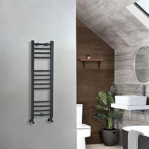 1000mm x 300mm Anthracite Straight Heated Towel Rail Milano Artle