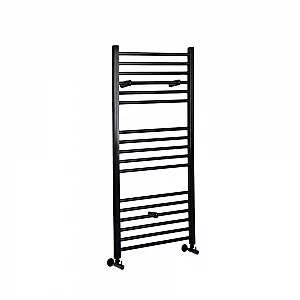 1200 x 600 Black Towel Rail Milano Nero Flat Matt Black Heated Towel Rail 1200mm x 600mm