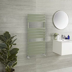 1200mm x 450mm Green Designer Flat Panel Heated Towel Rail Milano Lustro