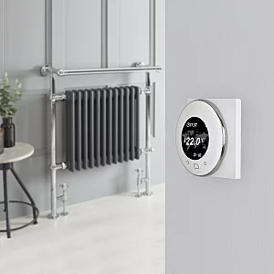 Milano Elizabeth Anthracite Traditional Dual Fuel Heated Towel Rail 930mm x 790mm With Overhanging Rail With WiFi Thermostat