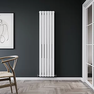 White Designer Radiator with Convector Fins 1780 x 420mm Double Flat Panel Milano Alpha 5000 BTU Radiators