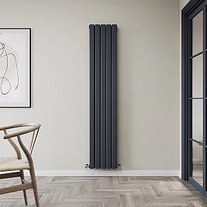 Milano Alpha 1780 x 350mm Anthracite Double Flat Panel Vertical Designer Convector Radiator