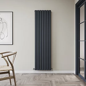 Milano Alpha 1780 x 490mm Anthracite Double Flat Panel Vertical Designer Convector Radiator