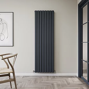 Milano Alpha 1780 x 560mm Anthracite Double Flat Panel Vertical Designer Convector Radiator