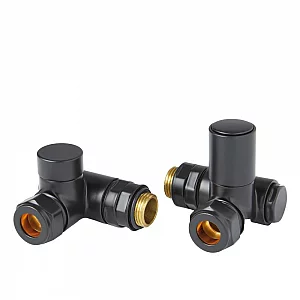 Black Manual Dual Fuel Corner Radiator Valves Milano
