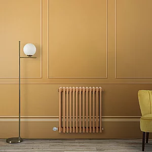 Milano Windsor Traditional Autumn Yellow Horizontal Double Column Electric Radiator 300mm x 1010mm with White Backlit WiFi Thermostat
