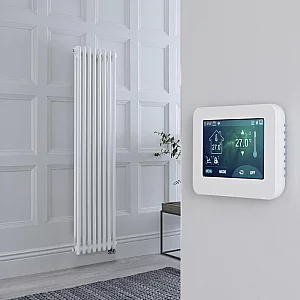 Milano Windsor White Traditional Vertical Electric Double Column Radiator 1500mm x 380mm with Touchscreen WiFi Thermostat