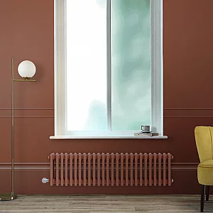 Milano Windsor Traditional Booth Red Horizontal Double Column Electric Radiator 300mm x 1190mm with White Backlit WiFi Thermostat