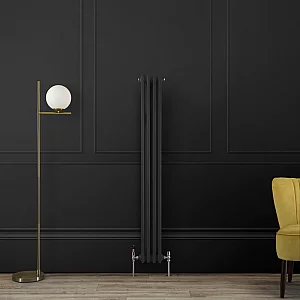 1500mm x 200mm Double Column Traditional Black Vertical Radiator Milano Windsor