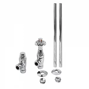 Milano Windsor Thermostatic Antique Style Angled Radiator Valve and Pipe Set Chrome