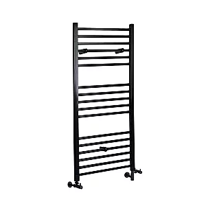 Milano Nero Matt Black Dual Fuel Flat Heated Towel Rail 1200mm x 500mm