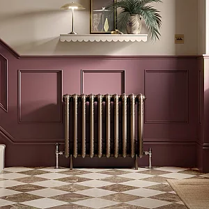 Brushed Bronze Traditional Ornate Patterened Column Radiator Milano Bloomsbury 600mm x 620mm