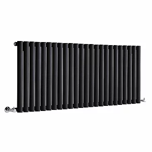 Black Single Panel Designer Radiator Horizontal 600 x 1400mm Sterling Quinn